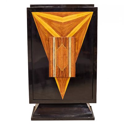 Large, vertical bar in Art Deco style, with a rotating display case. 20th century. Large 