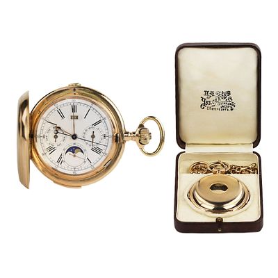Louis Armand 14K Gold Repeater Pocket Watch. Switzerland Circa 1900. Rare antique gold pocket 