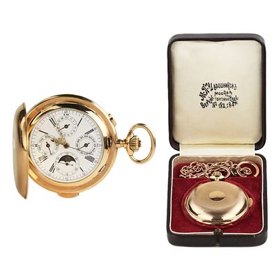 14K Gold Quarter Repeater Pocket Watch. Invicta for the Russian Market. Switzerland, circa 1900. 
