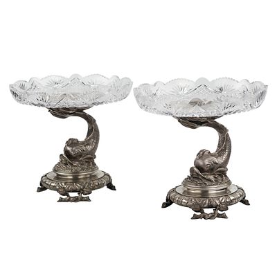 ПРЕВОСХОДНАЯ ПАРА ВАЗ-ТАЦЦИ ИЗ ХРУСТАЛЯ НА СЕРЕБРЯНОЙ НОЖКЕ. ФИРМА БРАТЬЯ ГРАЧЁВЫ РОССИЯ 