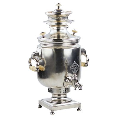 СЕРЕБРЯНЫЙ САМОВАР. ЙОХАН ОЛЬСОНИУС РОССИЯ, САНКТ-ПЕТЕРБУРГ, ТРЕТЬЯ ЧЕТВЕРТЬ XIX ВЕКА. Серебряный 