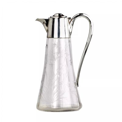 Кувшин в стиле модерн. Norton & White, Birmingham 1902. Стеклянный кувшин с серебром в стиле 