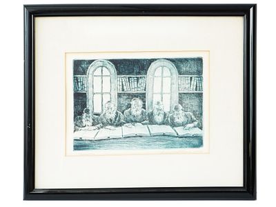 AMERICAN JUDAICA LTD ED ETCHING BY LIONEL S. REISS. Etching on paper by Lionel S. Reiss, 1894 to 