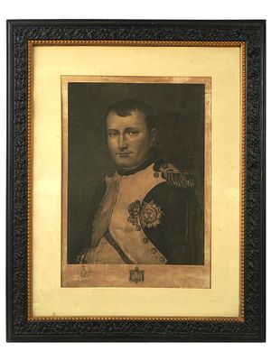 LARGE NAPOLEON PORTRAIT ETCHING AFTER BOURGEOIS. A large French Empire period etching on paper 