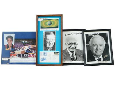 AUTOGRAPHED PHOTOS SCHWARTZ CRONKITE MARY LOU RETTON. A set of two autographed portrait photos 