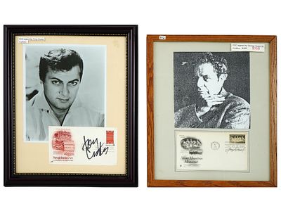 VINTAGE AMERICAN FDCS TONY CURTIS GEORGE SEGAL SIGNED. Two vintage American first day of issue 