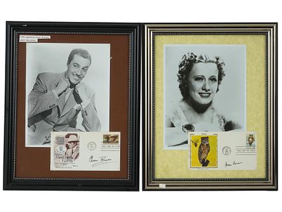 AMERICAN FDCS CESAR ROMERO IRENE AND DUNNE SIGNED. Two vintage American First Day covers, each 