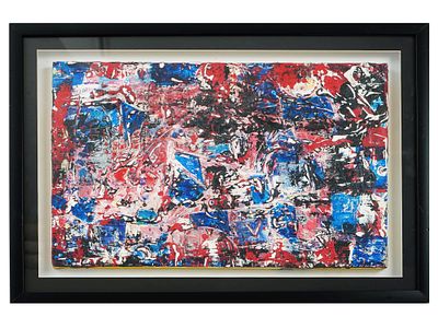 ABSTRACT ACRYLIC PAINTING SIGNED SAM GILLIAM. An acrylic on board painting depicting an abstract 