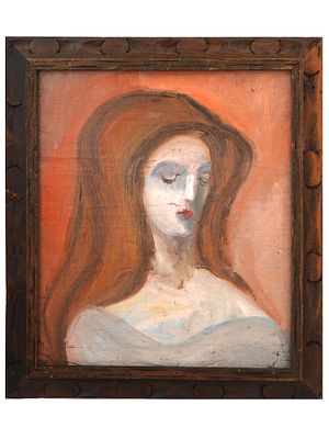 ATTR TO KENZO OKADA JAPANESE PORTRAIT OIL PAINTING. Attributed to Kenzo Okada, Japanese 