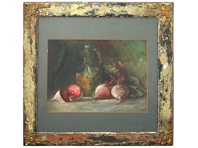 AMERICAN STILL LIFE PAINTING BY JOHN LA FARGE. Mixed media still life painting on paper John La 