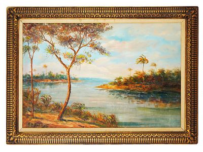 AMERICAN ALBERT ERNEST BACKUS LANDSCAPE OIL PAINTING. Albert Ernest Beanie Backus, American 