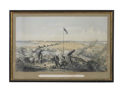 ANTIQUE AMERICAN CIVIL WAR MILITARY LITHOGRAPH. Hand-colored lithograph on paper. American, ca. 