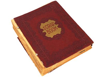 LARGE 20TH C AMERICAN SCRAPBOOK W VARIOUS CLIPPINGS. A large, mid 20th century, American 