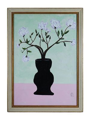 SIGNED SANYU CHINESE FRENCH OIL STILL LIFE PAINTING. An oil still life painting on canvas 