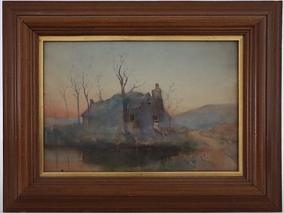 PAINTING BY FRANK MOORE SETTING SUN. Frank Moore (1877-1967), Setting Sun, gouache on paper 
