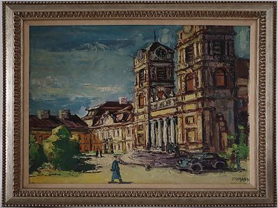 OIL PAINTING BY FRANZ POMASSL AUSTRIAN. Franz Pomassl, Austrian 1903-1982 Oil on Board Town 