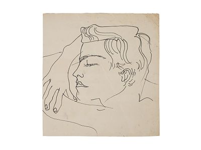 AFTER ANDY WARHOL AMERICAN PAINTING RESTING BOY. After Andy Warhol, American, 1928 to 1987, a 