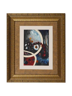 VINTAGE ABSTRACT WATERCOLOR PAINTING SIGNED WOOLLEY. Watercolor on paper painting. American, mid 