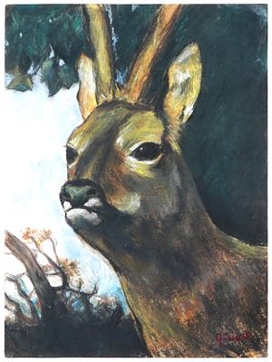 HEAD MIXED MEDIA PAINTING SIGNED GUSTAVE COURBET. A mixed media painting on cardboard, Head of a 