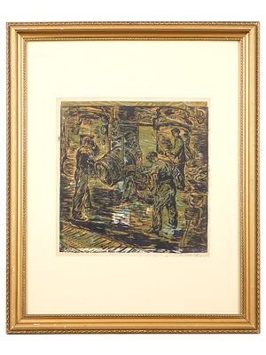 SIGNED RUSSIAN SOVIET ENGRAVING BY NIKOLAY LESKO 1961. A vintage Russian engraving on paper by 