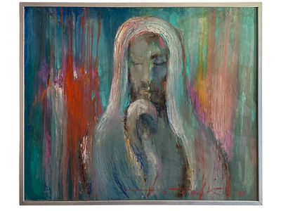 UKRAINIAN JESUS OIL PAINTING BY ANDREY ANTONYUK. Andrey Danilovich Antonyuk, Ukrainian, Soviet 