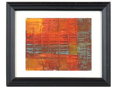 SIGNED JASPER JOHNS ABSTRACT EXPRESSIONIST OIL PAINTING. An oil on paper painting depicting an 