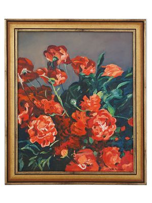 AMERICAN STILL LIFE OIL PAINTING SIGNED JANE PETERSON. An oil painting on canvas depicting a 