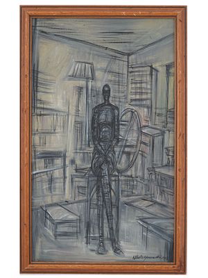 MID CEN EUROPEAN SCHOOL FIGURATIVE SCENE OIL PAINTING. A Mid 20th century European School oil 