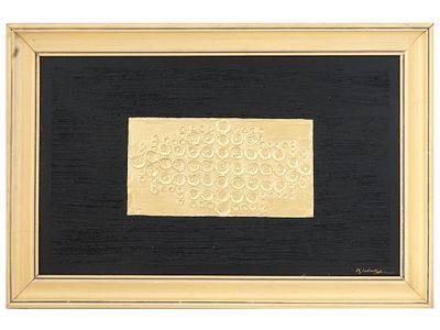MIXED MEDIA PAINTING SIGNED HANS BISCHOFFSHAUSEN. A mixed media painting on masonite board 