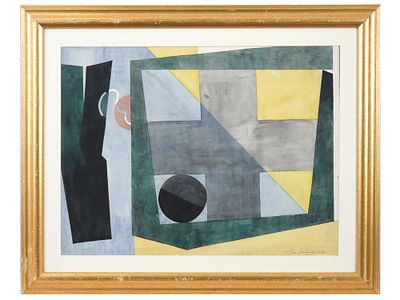 ABSTRACT RUSSIAN PAINTING BY ILIAS ZINATULIN 1987. A Russian mixed media painting on paper by 