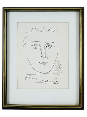 AFTER PABLO PICASSO MODERNIST PORTRAIT ETCHING. Etching on paper after Pablo Picasso, 1881 to 