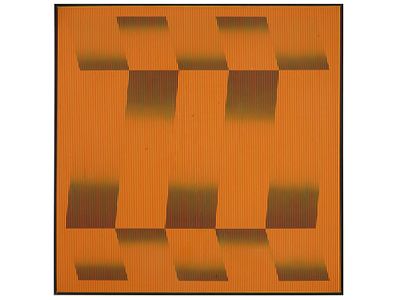 OP ART ACRYLIC PAINTING SIGNED JULIAN STANCZAK. An acrylic painting on canvas depicting an Op 