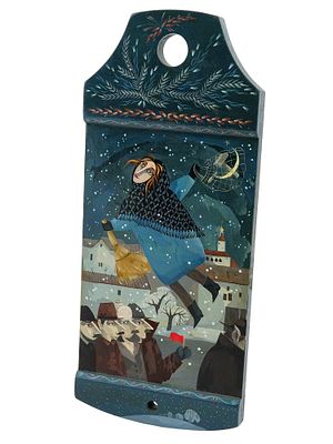 1990 RUSSIAN OIL PAINTING ON SPINNING BOARD SIGNED. Oil painting on a spinning wheel board. 
