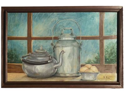 ROBERT FALK RUSSIAN OIL STILL LIFE PAINTING 1940S. Robert Rafailovich Falk, Russian, 1886 to 
