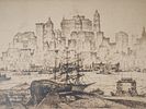 ETCHING ON PAPER BY ANTON SCHUTZ NEW YORK THE OLD GUARD. An etching on paper by Anton Schutz Изображение - 1