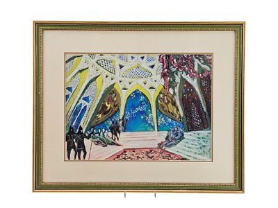 NIKOLAI REMISOFF STAGE DESIGN PAINTING RUSSIAN PALACE. Nikolai Remisoff, Russian, 1887 to 1979 