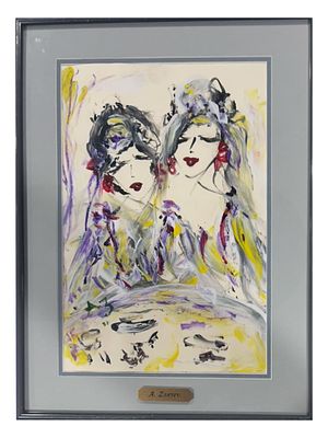 RUSSIAN MIXED MEDIA PAINTING BY ANATOLY ZVEREV. Anatoly Timofeivich Zverev, Russian, Soviet era 