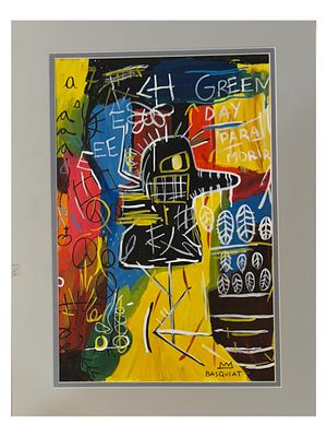 AMERICAN PAINTING ATTR TO JEAN MICHAEL BASQUIAT. Jean Michel Basquiat, American, 1960 to 1988, a 