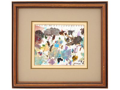 ABSTRACT CANADIAN OIL PAINTING BY JUSTIN OBRADOVIC. Justin Obradovic, Canadian, born 1989, oil 