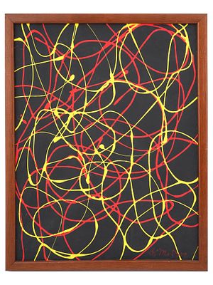BRICE MARDEN AMERICAN ABSTRACT DRIP OIL PAINTING. Oil on canvas painting by Nicholas Brice 