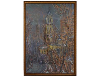 RUSSIAN MIXED MEDIA PAINTING BY NINA MOZALEVSKAYA. Nina Mozalevskaya, Russian, 1913 to 1990 