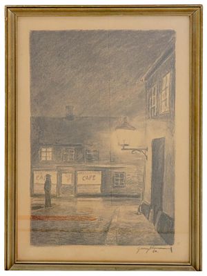 MID CENT CANADIAN CITYSCAPE GRAPHITE PAINTING SIGNED. Graphite on paper painting. Canadian 