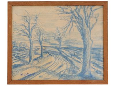 MAURICE CULLEN CANADIAN LANDSCAPE PASTEL PAINTING. Oil pastel on paper painting by Maurice 