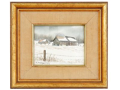 JOHN KASYN CANADIAN LANDSCAPE WATERCOLOR PAINTING. Watercolor on paper painting by John Kasyn 