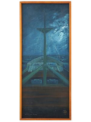 EDWARD JOHN HUGHES CANADIAN MARITIME OIL PAINTING. Oil on board painting by Edward John Hughes 