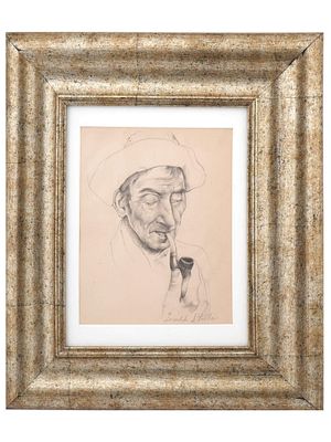 AMERICAN PORTRAIT GRAPHITE PAINTING BY JOSEPH STELLA. Joseph Stella, 1877 to 1946, Italian born 