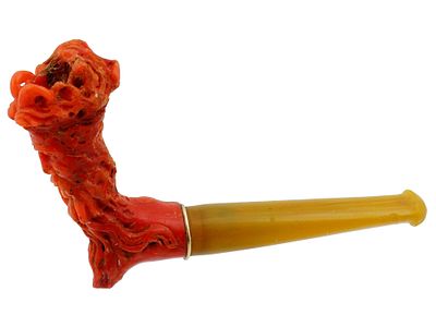 HAND CARVED POSEIDON HEAD MEERSCHAUM PIPE. Hand carved pipe with intricate head design. The red 