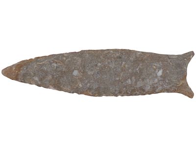 ANCIENT NATIVE AMERICAN INDIAN PALEO QUAD ARROWHEAD. An ancient Native American Kentucky area 