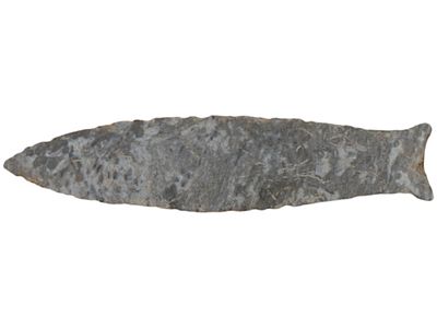 ANCIENT NATIVE AMERICAN INDIAN PALEO QUAD ARROWHEAD. An ancient Native American Kentucky area 