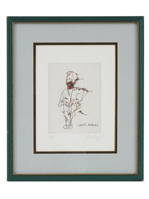 JEAN MICHEL BASQUIAT SIGNED ARTIST PROOF ETCHING. A vintage etching signed by Jean Michel 